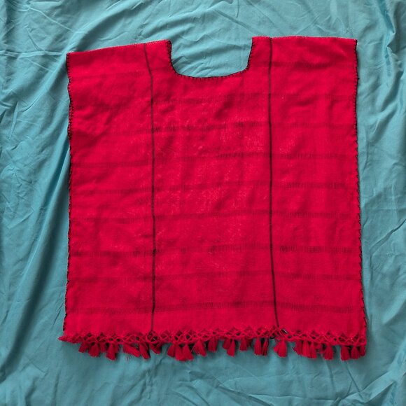 Mexican blouse top huipil red and black lightweight, OS, never worn - Picture 2 of 11